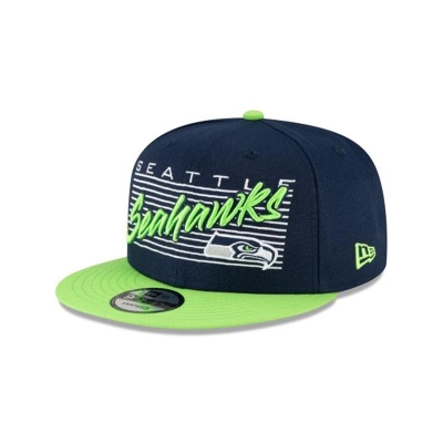 Blue Seattle Seahawks Hat - New Era NFL Retro 9FIFTY Snapback Caps USA3815407